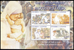 Sierra Leone 2010 MNH SS, Mother Teresa, Nobel Peace Winner, Fruit Of Love - Mutter Teresa