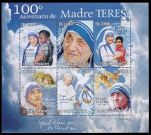 Sao Tome 2010 MNH SS, Pope, 100th Anniversary Of Mother Teresa, Nobel Peace - Mother Teresa