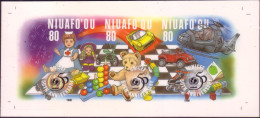 Tonga 1996 Cromalin Proof Strip - Children Toys - Doll, Teddy Bear, Red Cross Nurse, Tricycle Helicopter VW Car Skates - Poupées