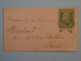 BX9 FRANCE   BELLE  LETTRE ENV.  1860 ETOILE DE PARIS N°4  SUR N°20 ++ +AFF. INTERESSANT +++ + - 1862 Napoléon III