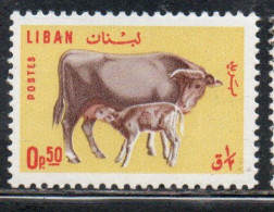 LIBANO LEBANON LIBAN 1965 FAUNA FARM ANIMALS COW AND CALF 50c MNH - Liban