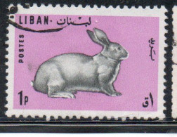 LIBANO LEBANON LIBAN 1965 FAUNA FARM ANIMALS RABBIT 1p USED USATO OBLITERE - Liban