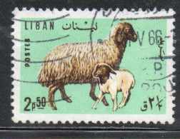 LIBANO LEBANON LIBAN 1965 FAUNA FARM ANIMALS EWE AND LAMB 2.50p USED USATO OBLITERE - Liban