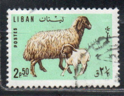 LIBANO LEBANON LIBAN 1965 FAUNA FARM ANIMALS EWE AND LAMB 2.50p USED USATO OBLITERE - Liban