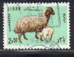 LIBANO LEBANON LIBAN 1965 FAUNA FARM ANIMALS EWE AND LAMB 2.50p USED USATO OBLITERE - Liban