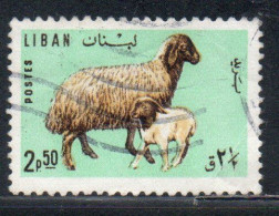 LIBANO LEBANON LIBAN 1965 FAUNA FARM ANIMALS EWE AND LAMB 2.50p USED USATO OBLITERE - Liban