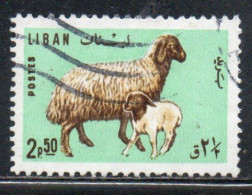 LIBANO LEBANON LIBAN 1965 FAUNA FARM ANIMALS EWE AND LAMB 2.50p USED USATO OBLITERE - Liban