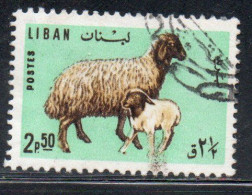 LIBANO LEBANON LIBAN 1965 FAUNA FARM ANIMALS EWE AND LAMB 2.50p USED USATO OBLITERE - Liban