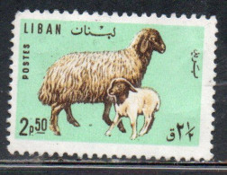 LIBANO LEBANON LIBAN 1965 FAUNA FARM ANIMALS EWE AND LAMB 2.50p USED USATO OBLITERE - Liban