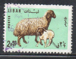 LIBANO LEBANON LIBAN 1965 FAUNA FARM ANIMALS EWE AND LAMB 2.50p USED USATO OBLITERE - Liban