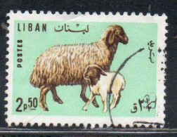 LIBANO LEBANON LIBAN 1965 FAUNA FARM ANIMALS EWE AND LAMB 2.50p USED USATO OBLITERE - Liban