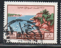 LIBANO LEBANON LIBAN 1967 AIR POST MAIL AIRMAIL INTERNATIONAL TOURIST YEAR VIEWS VIEW OF TABARJA 10p USED USATO OBLITERE - Liban