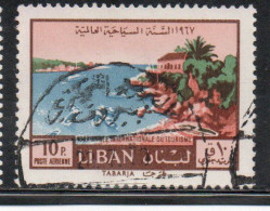 LIBANO LEBANON LIBAN 1967 AIR POST MAIL AIRMAIL INTERNATIONAL TOURIST YEAR VIEWS VIEW OF TABARJA 10p USED USATO OBLITERE - Liban