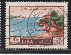 LIBANO LEBANON LIBAN 1967 AIR POST MAIL AIRMAIL INTERNATIONAL TOURIST YEAR VIEWS VIEW OF TABARJA 10p USED USATO OBLITERE - Liban