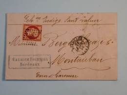 BX9 FRANCE  BELLE LETTRE  1856 BORDEAUX A MONTAUBAN  + NAPOLEON   N°17A +AFF. INTERESSANT +++ + - 1853-1860 Napoléon III.