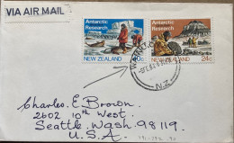 NEW ZEALAND 1984, COVER USED TO USA, ANTARCTIC RESEARCH, BIOLOGY & GEOLOGY, 2 DIFF STAMP, WELINGTON CITY CANCEL. - Lettres & Documents