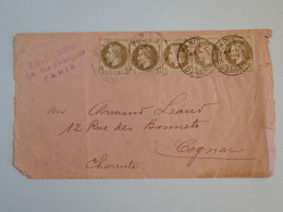 C FRANCE  BELLE LETTRE  RRR 1897 PARIS A COGNAC  + 5X NAPOLEON 1C N°25   +AFF. INTERESSANT +++ + - 1863-1870 Napoléon III Lauré