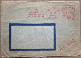 POLAND 1967, COVER USED, METER MACHINE SLOGAN CANCEL, ADVERTISEMENT, C.H⋅Z.PAGED WARSZAWA 15 PL.3 KRZYZY 18, TORNED COVE - Brieven En Documenten