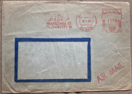 POLAND 1967, COVER USED, METER MACHINE SLOGAN CANCEL, ADVERTISEMENT, C.H⋅Z.PAGED WARSZAWA 15 PL.3 KRZYZY 18, TORNED COVE - Lettres & Documents