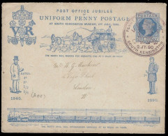 1890 GB 2 JULY FDC UNIFORM PENNY POSTAGE JUBILEE ENVELOPE - COMMEM. CANCEL. VF - Stamped Stationery, Airletters & Aerogrammes