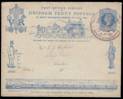 1890 GB 2 JULY FDC UNIFORM PENNY POSTAGE JUBILEE ENVELOPE - COMMEM. CANCEL. VF - Luftpost & Aerogramme