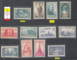 Timbre N° 419 à 450 ** & * - Année 1939  / 32 Timbres  (voir Description) - ....-1939