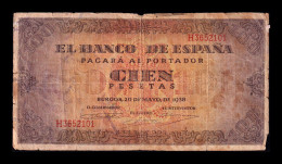 España Spain 100 Pesetas Burgos 1938 Pick 113 Serie H Bc F - 100 Peseten