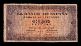 España Spain 100 Pesetas Burgos 1938 Pick 113 Serie B Bc F - 100 Pesetas