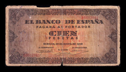 España Spain 100 Pesetas Burgos 1938 Pick 113 Serie B Bc F - 100 Pesetas