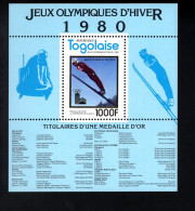 1831486404 1980 SCOTT 1049F - 1049J (XX) POSTFRIS MINT NEVER HINGED  - WINTER OLYMPICS LAKE PLACID PERFORATED SET - Togo (1960-...)