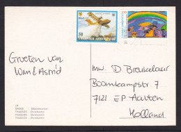 Greece: Picture Postcard To Netherlands, 2000s, 2 Stamps, Firefighter Airplane, Fire, Rainbow, Thassos (traces Of Use) - Brieven En Documenten