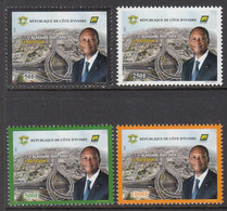 2020 Cote D'Ivoire President "Le Battiseur" Highway Roads Complete Set Of 4 MNH - Côte D'Ivoire (1960-...)