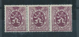 N° 284** EN BANDE DE 3 DONT 2 TIMBRES AVEC PLI ACCORDEON - 1929-1937 Heraldic Lion