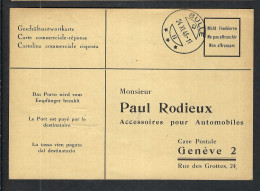 SUISSE 1945: CP Commerciale-Réponse En PP Par Destinataire De Bulle (FR) Pour Genève - Vrijstelling Van Portkosten