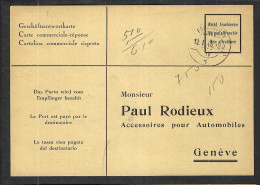SUISSE 1946: CP Commerciale-Réponse En PP Par Destinataire De Porrentruy (JU) Pour Genève - Vrijstelling Van Portkosten