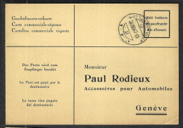SUISSE 1947: CP Commerciale-Réponse En PP Par Destinataire De Cossonay (VD) Pour Genève - Vrijstelling Van Portkosten
