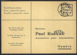 SUISSE 1946: CP Commerciale-Réponse En PP Par Destinataire De Morges (VD) Pour Genève - Portofreiheit