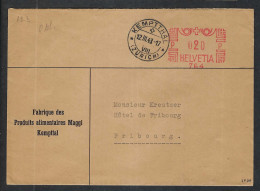 SUISSE 1943: LSC De Kemptthal (ZH) Pour Fribourg (FR), Affr. Méca. De 0,20F - Affrancature Meccaniche