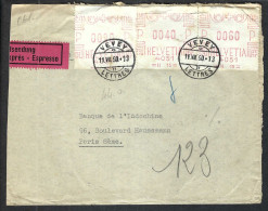 SUISSE 1950: LSC Exprès De Vevey (VD) Pour Paris Affr. Autom. De 1,20F - Automatic Stamps