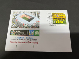 3-8-2023 (1 T 22) FIFA Women's Football World Cup Match 47 (Football Stamp) South Korea (1) V Germany (1) - Andere & Zonder Classificatie