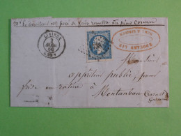 BX10 FRANCE  BELLE LETTRE  CURIOSITé " A REMETTRE AU + CONNU 1860 LISIEUX A MONTAUBAN +  +N°14   +AFF. INTERESSANT + + - 1853-1860 Napoleon III