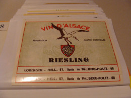 Etiquette De Vin Jamais Collée Wine Label  Weinetikett   1 Etiquettes Alsace Riesling Loberger - Riesling