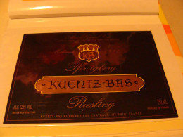 Etiquette De Vin Jamais Collée Wine Label  Weinetikett   1 Etiquettes Alsace Riesling Kuentz Bas - Riesling