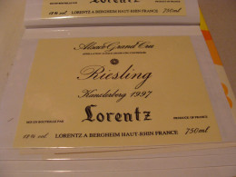 Etiquette De Vin Jamais Collée Wine Label  Weinetikett   1 Etiquettes Alsace Riesling Lorentz - Riesling