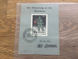 Schweiz Militärbriefmarke Mit Unterschrift Des Kp.Kdt  Oberleutnand  Bewachungskompanie 2002 - Vignettes