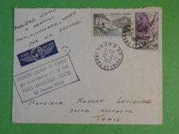 BX10 FRANCE  BELLE LETTRE 1960  1ER VOL PARIS A TOKIO VIA ANCHORAGE  JAPAN +AFF. INTERESSANT + + - 1960-.... Brieven & Documenten