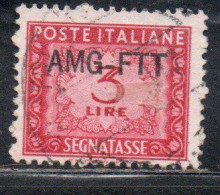 TRIESTE A 1949 1954AMG-FTT SOPRASTAMPATO D'ITALIA ITALY OVERPRINTED SEGNATASSE POSTAGE DUE TAXES TASSE LIRE 3 USATO USED - Segnatasse