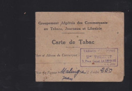 Carte De Tabac Du Groupement Algérois Des Commerçants En Tabac Journaux Et Librairie - Documenti