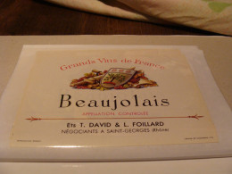 Etiquette De Vin Jamais Collée Wine Label  Weinetikett   1 Etiquettes Beaujolais T David & L Foillard - Beaujolais