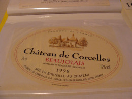 Etiquette De Vin Jamais Collée Wine Label  Weinetikett   1 Etiquettes Beaujolais Chateau De Corcelles - Beaujolais